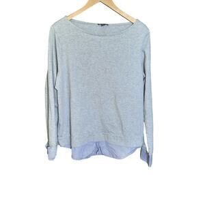 J. Crew Merchantile Womens Layered Boatneck Long Sleeve Gray Top Size XL